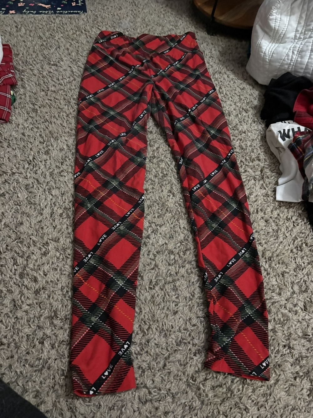 Red Plaid Leggings with Tartan Pattern